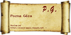 Pozna Géza névjegykártya